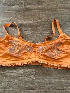 Savage X Fenty Lace Bralette Orange XL Sheer Bra
